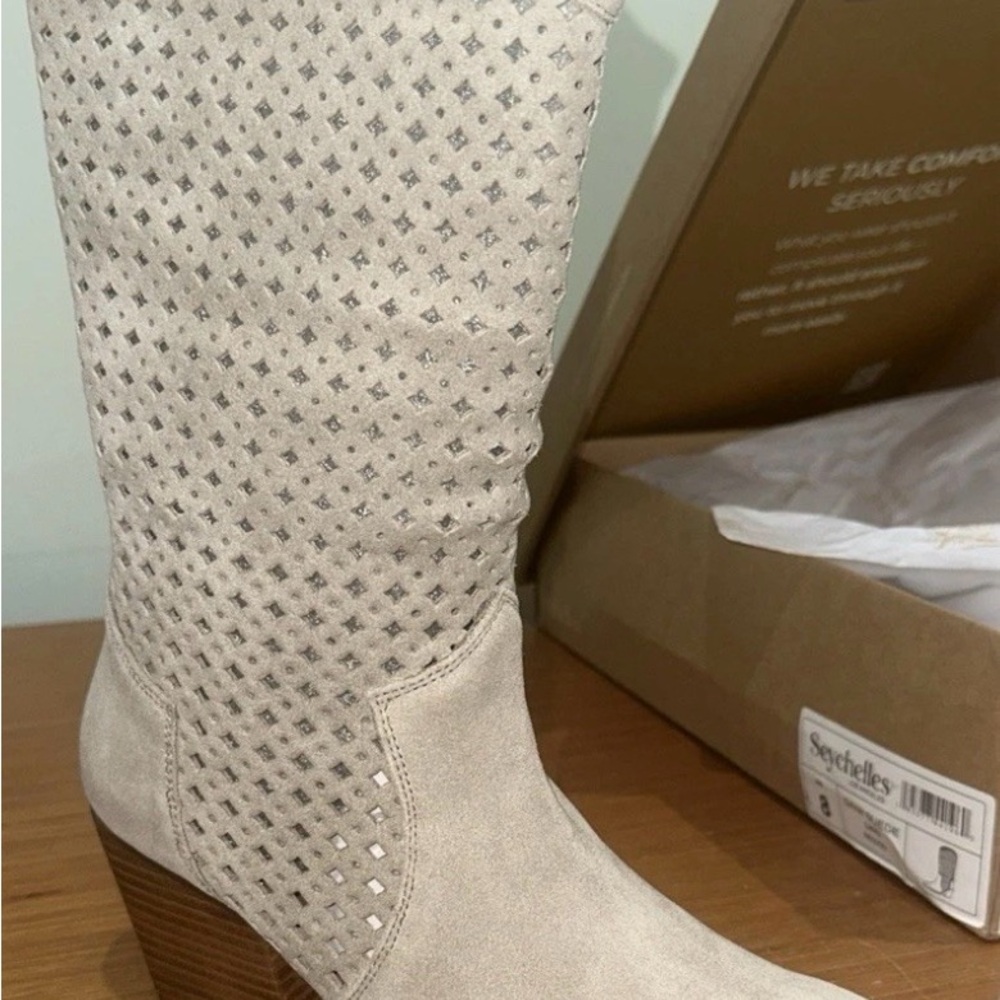 Seychelles Taupe Perforated Heeled Boots